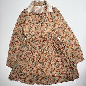ELF SACK Floral Pleated Lolita Coquette Lace Collar Collared Dress
